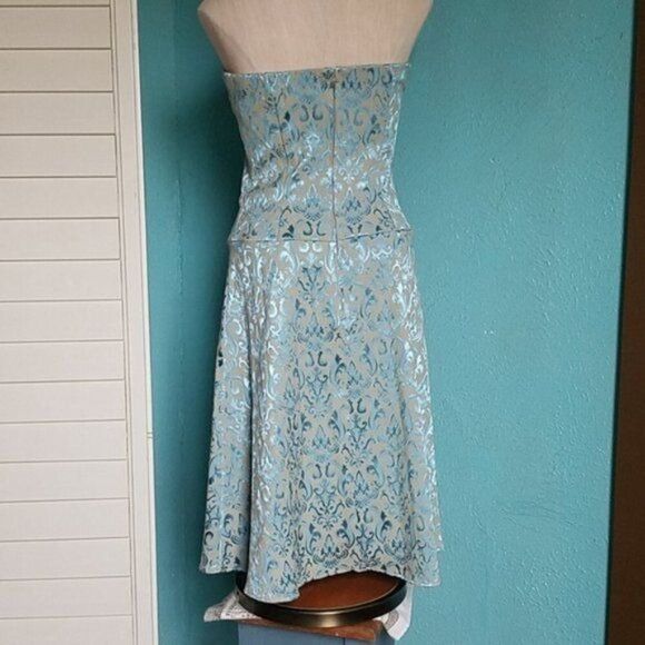 Strapless Dress Metallic Teal Tan Teeze Me Juniors WOMEN'S WOMAN'S Size 7 - Picture 5 of 10